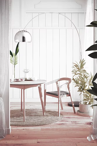 Nordic Table and Chair Combination 3d model