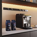 Modern Kitchen Counter With Sleek Coffee Machine Coffee Bags And White Cups
