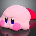 Cute Pink Round Character With Big Eyes Pink Cheeks And Sad Expression On Reflective Surface