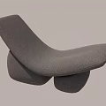 Pair of Gray Upholstered Sofa Stools with Modern Sleek Curved Design