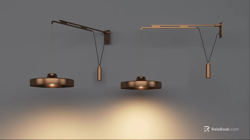 Modern Wall Sconces With Adjustable Metal Arm And Round Shade Design 3d model