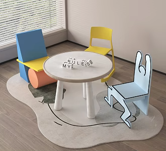 Modern Children's Table and Chair Combination Casual Table and Chair Game Table and Chair 3d model