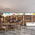 Tobacco and Alcohol Store Interior With Shelves Displaying Liquor Bottles And Wooden Tables