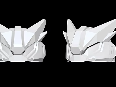 Two White Geometric Dolls With Angular Head Design And Modern Look 3d model