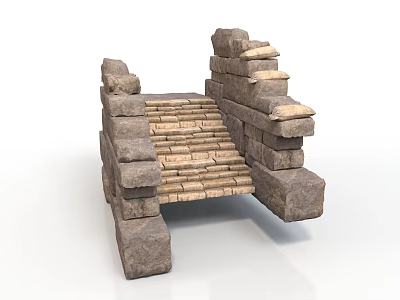Modern Landscape Design Featuring Stone Steps And Stacked Stone Structures 3d model
