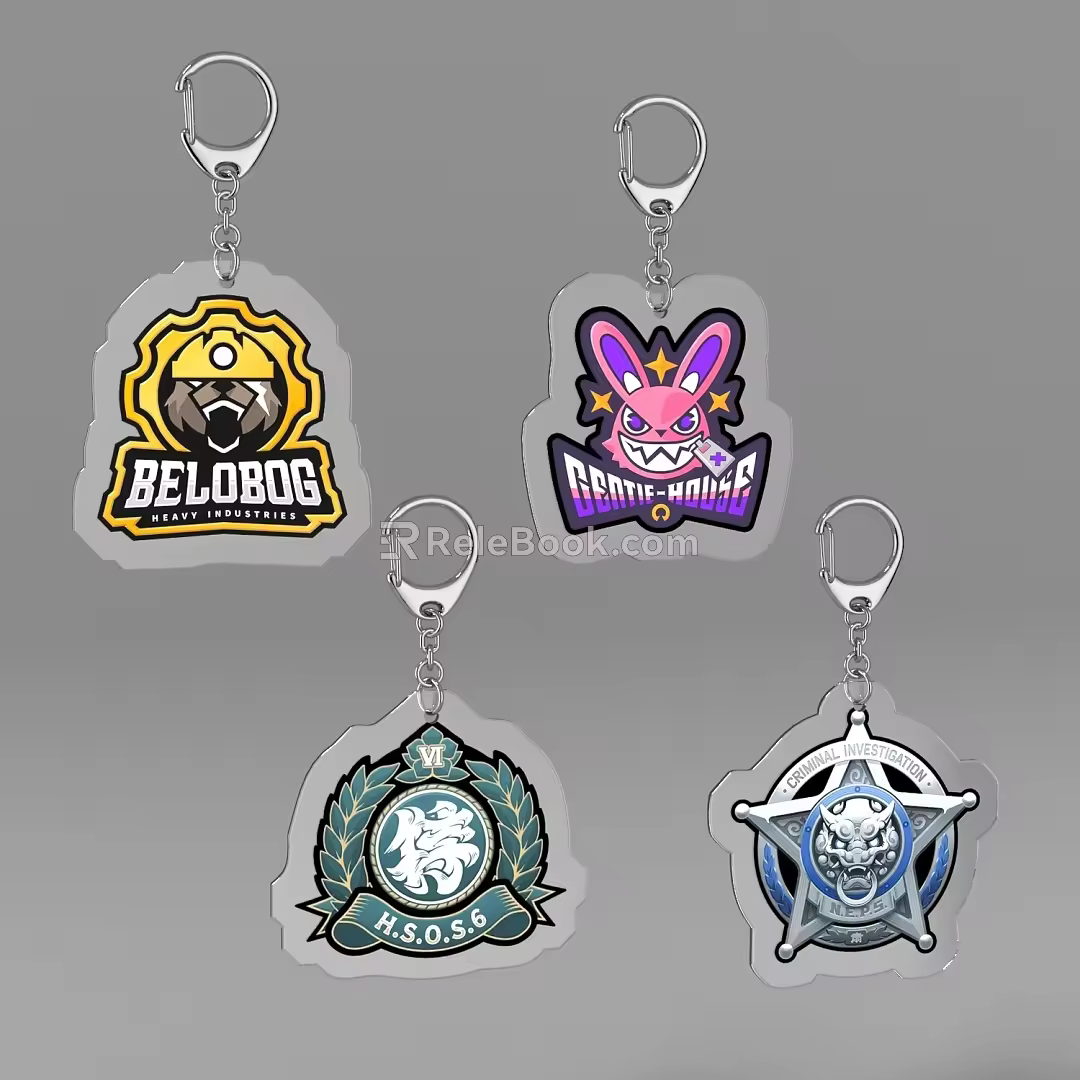 Acrylic Keychain Animation Game Surrounding Schoolbag Hanging Decorative Small Pendant Millet Secondary Element Zone Zero Camp Icon 3d model