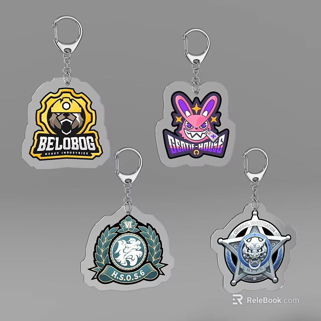 Cute Cartoon Keychains As Daily Life Supplies With Various Character Designs 3d model 