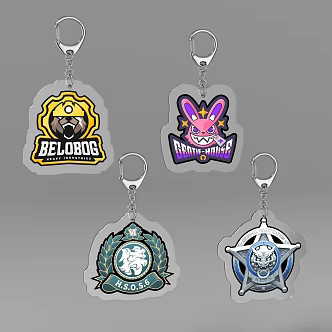 Acrylic Keychain Animation Game Surrounding Schoolbag Hanging Decorative Small Pendant Millet Secondary Element Zone Zero Camp Icon 3d model
