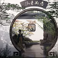 Traditional Chinese Garden Landscape With Pond Lotus Leaves And Pavilion Reflections