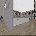 Modern Mall Store Interior With Wooden Shelves Photos Books Green Plants And Counter