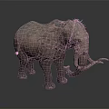 Realistic Elephant With Long Tusks Large Ears And Rough Skin On Dark Background