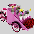 Colorful Floral Display On Multi Tiered Pink Cart With Sunflowers Roses And White Pots