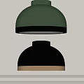 Modern Green And Black Ceiling Lights With Gold Trim Mounted On Grey Wall
