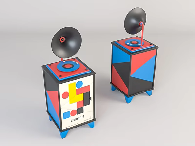Modern Console Cabinet And Side Cabinet With Colorful Geometric Pattern And Black Horn Decoration 3d model
