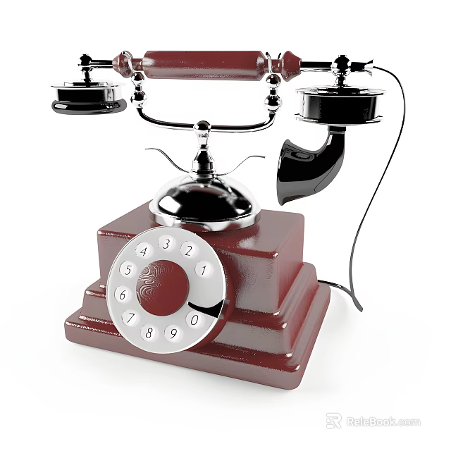 Vintage Inspired Mobile Phone With Rotary Dial Red Body And Digital Design Features 3d model 