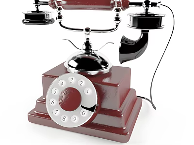 Vintage Inspired Mobile Phone With Rotary Dial Red Body And Digital Design Features 3d model
