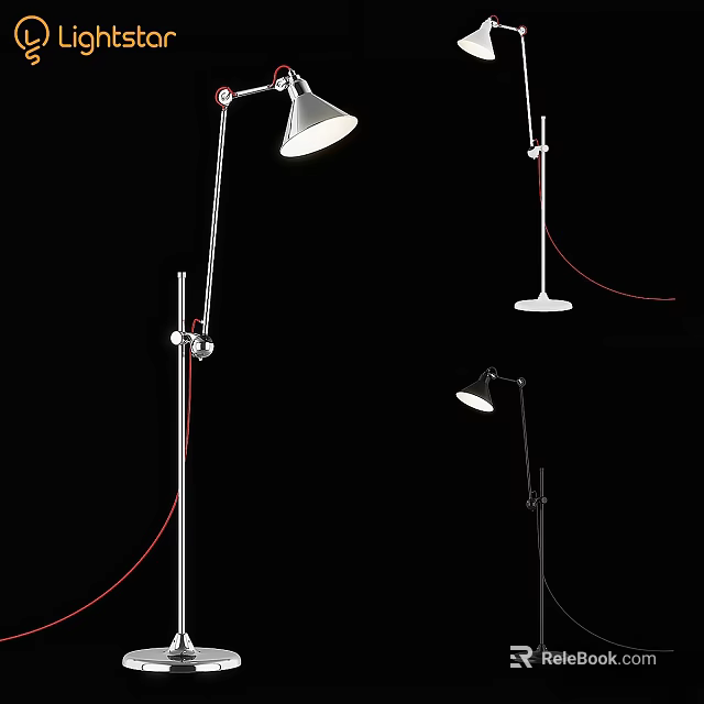 Modern Adjustable Floor Lamp with White Shade Metal Stand and Flexible Arm Design 3d model 