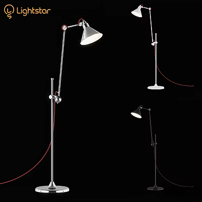 Modern Adjustable Floor Lamp with White Shade Metal Stand and Flexible Arm Design 3d model