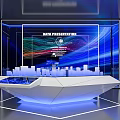 Commercial Data Presentation Equipment with Transparent Display Cabinet and City Model in Modern Blue Lighting
