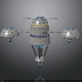 Futuristic Spaceship Design For Space Exploration With Cylindrical Body And Wing Like Modules 3d model