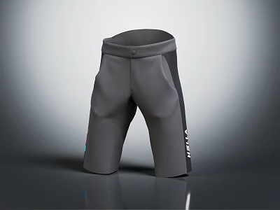 Gray Sports Shorts with Side Panel Design and HELIX Logo for Active Wear 3d model