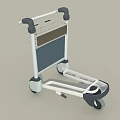 Public Facility Utility Cart With Wheeled Structure Storage Panel And Handrail 3d model