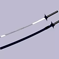 Pair of Traditional Samurai Swords With Black Scabbards and Silver Blades