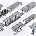 Various Outdoor Canopy Designs With Metal Frames For Bicycle And Vehicle Parking