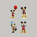 Different Poses of Mickey Mouse Dolls with Red Balloon Blue Hat and Glasses