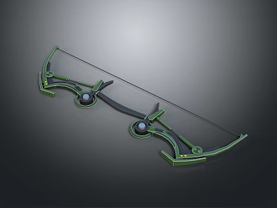 3D Rendered Modern Green Bow Weapon Featuring Black Accents And Circular Components 3d model