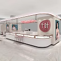 Modern Elegant Jewelry Store With Curved Transparent Display Walls White Floral Patterns And Display Counters