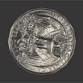 Intricate Silver United States Coin Sculpture with Eagle Design and Engraved Details