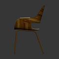 Modern Design Single Chair With Wooden Backrest Light Colored Seat Cushion And Metal Legs