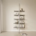Modern Bookshelf With Multiple Shelves Holding Books Decorative Frames And Clock 3d model