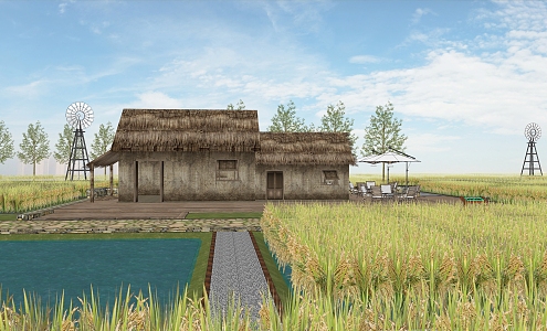 Modern paddy field paddy camp 3d model