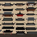 Traditional Chinese Architectural Roof Components Various Styles Models Tiles Eave Designs Black Gray Red Decorations