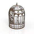 Elegant Vintage Metal Birdcage With Glass Panels For Decorative Home Use