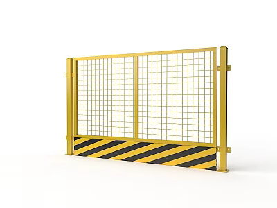 Yellow Grid Road Safety Barrier With Black And Yellow Striped Base 3d model