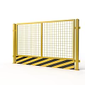 Yellow Grid Road Safety Barrier With Black And Yellow Striped Base