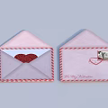 Decorative Ornament Set Featuring Pink Envelopes Red Heart Striped Edges And 25th February Date