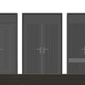 Modern Double Doors With Diverse Panel Designs Vertical Lines And Glass Inserts 3d model