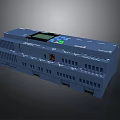 Blue Computer Control Module With Digital Display Green Buttons And Multiple Ports 3d model