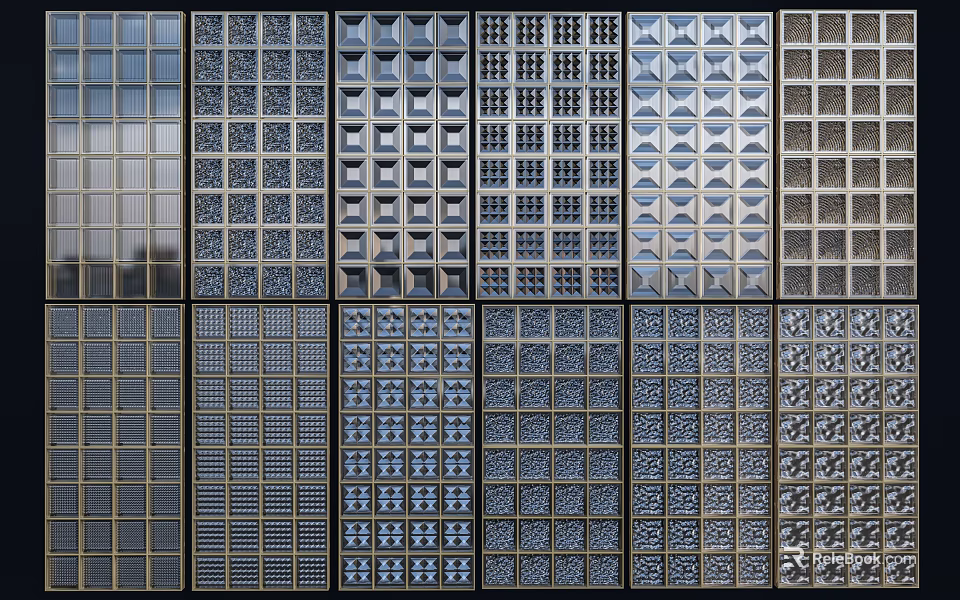 Various Textured Wall Panels With Geometric Patterns And Decorative Designs 3d model