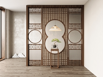 New Chinese Style Screen Partition Screen Partition 3d model