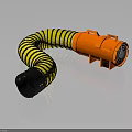 Orange Portable Ventilation Blower With Yellow Black Striped Flexible Hose For Industrial Air Circulation