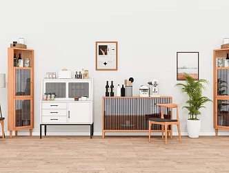 Solid Wood Corner Sideboard Side Cabinet Corner Cabinet Storage Cabinet Sideboard Low Bookcase Decorative Cabinet Storage Cabinet Combination 3d model