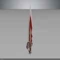 Fantasy Red Sword With Golden Hilt Decorations And Sharp Blade Design 3d model
