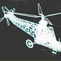 Vintage Helicopter With Open Frame Structure And Wheels 3d model