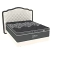 Double Bed with Diamond Tufted Light Colored Headboard Dark Border and VERDA Mattress Patterned Cover