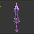 Game Movie Character With Ornate Sword Featuring Pink Blue Gradient And Gemstone Accents